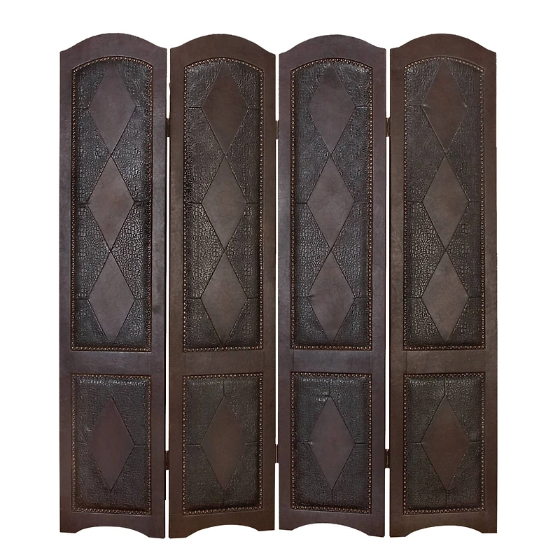 Dark Brown Wood Traditional Room Divider Screen, 71" x 64" x 1"