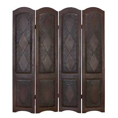 Dark Brown Wood Traditional Room Divider Screen, 71" x 64" x 1"