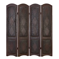 Dark Brown Wood Traditional Room Divider Screen, 71" x 64" x 1"