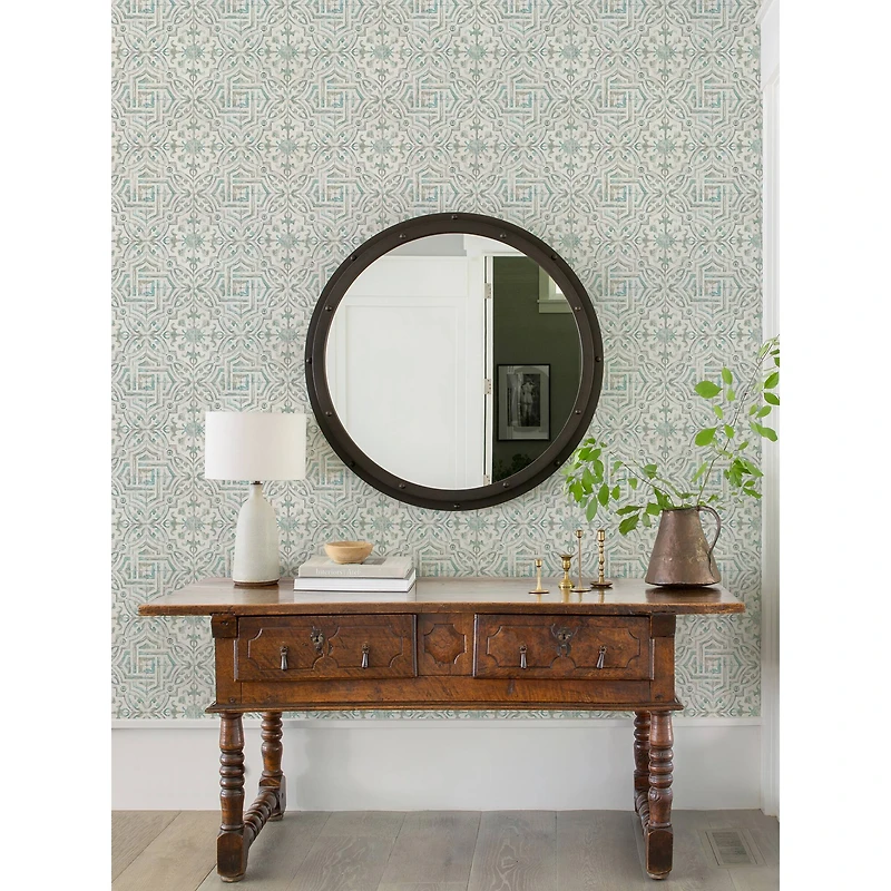 NuWallpaper Teal & Gray Landondale Peel & Stick Wallpaper