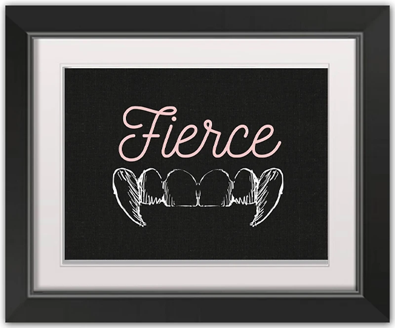 Fierce Fangs Black Framed Print Wall Art