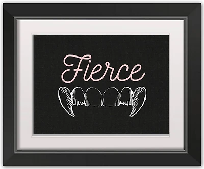 Fierce Fangs Black Framed Print Wall Art