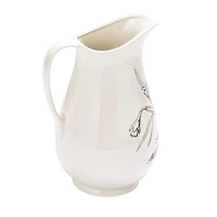 Hello Honey® 2qt. White & Charcoal Flower Design Stoneware Pitcher