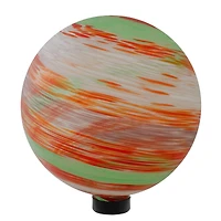 10" Orange & Green Swirl Designed Outdoor Garden Gazing Ball