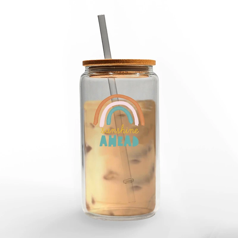 16oz. Sunshine Ahead Glass Can Cup