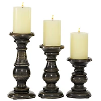 Mango Wood Traditional Candle Holder Set