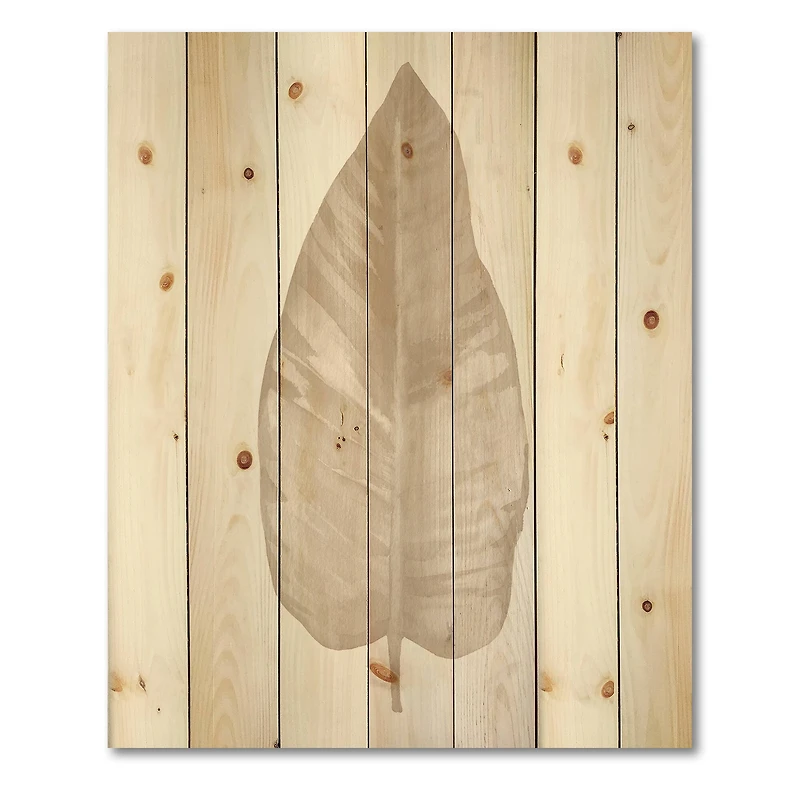 Designart - Dried Leaf Plant Beige On White