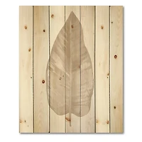 Designart - Dried Leaf Plant Beige On White
