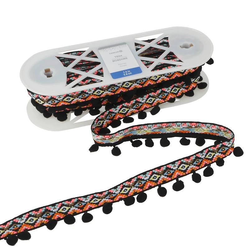 1.5" Jacquard Pom Pom Trim by Celebrate It