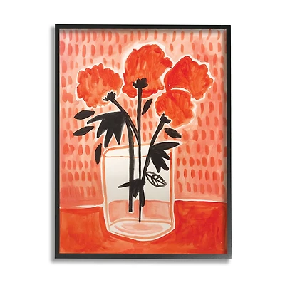 Stupell Industries Bold Red Flower Bouquet Black Stem Florals in Black Frame Wall Art