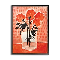Stupell Industries Bold Red Flower Bouquet Black Stem Florals in Black Frame Wall Art