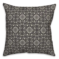 Charcoal Medallion Pattern Throw Pillow 18" x 18"