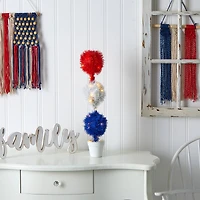 2ft. Red, White & Blue Americana Topiary Plant with 35 Warm LED Lights