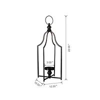22" Modern Farmhouse Black Metal Candle Lantern