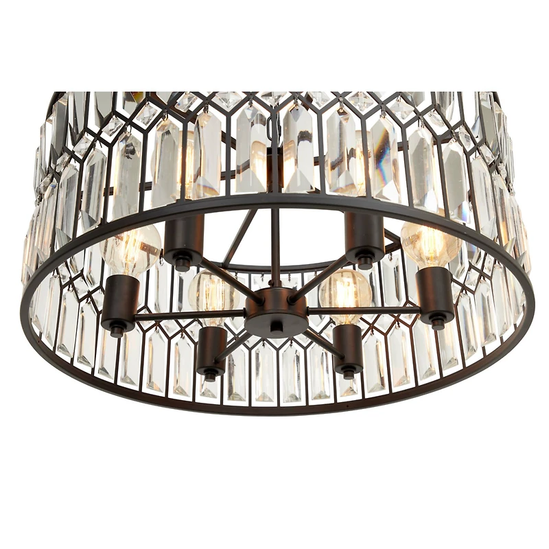 Black Iron Glam Drum Chandelier, 13" x 24" x 24"
