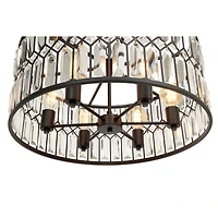 Black Iron Glam Drum Chandelier, 13" x 24" x 24"
