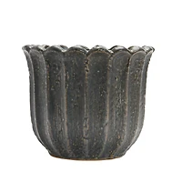Hello Honey® 6" Matte Black Reactive Glaze Flower Stoneware Planter
