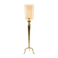 38" Gold Aluminum & Glass Traditional Candlestick Holder