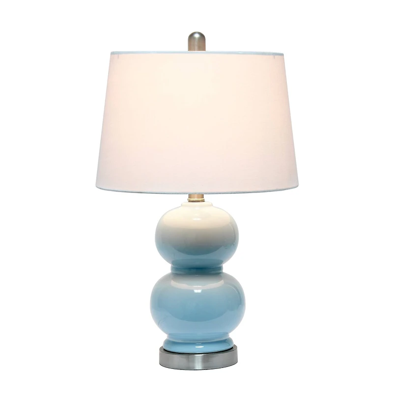 Lalia Home 21" Light Blue Dual Orb Table Lamp with Fabric Shade