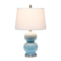 Lalia Home 21" Light Blue Dual Orb Table Lamp with Fabric Shade
