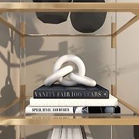 10" White Marble 3 Link Chain Sculpture Décor