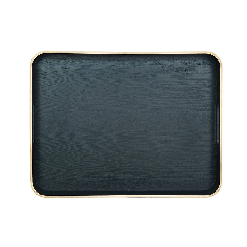 Hello Honey® 19.75" Black Oak Wood Serving Tray with Handles