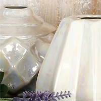 CosmoLiving by Cosmopolitan Cream Stoneware Glam Vase Set
