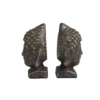 6.25" Black Antique Finish Metal Buddha Bookends, 2ct.