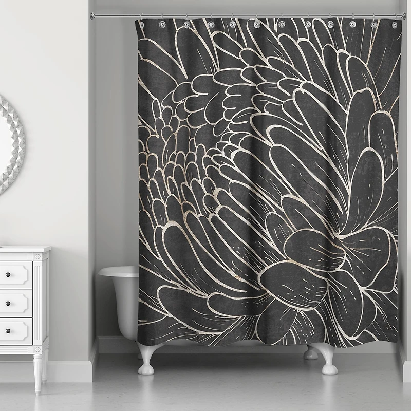 Floral Etching 71" x 74" Shower Curtain