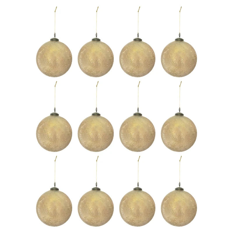 Hello Honey® 12 Pack 4" Gold Glass Seeded Ball Ornaments