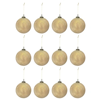 Hello Honey® 12 Pack 4" Gold Glass Seeded Ball Ornaments