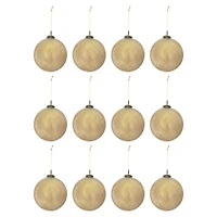 Hello Honey® 12 Pack 4" Gold Glass Seeded Ball Ornaments