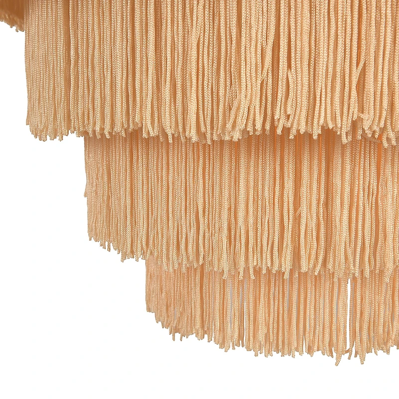 Hello Honey® Gold Metal with 5-Tiered Cream Fringe Pendant Lamp