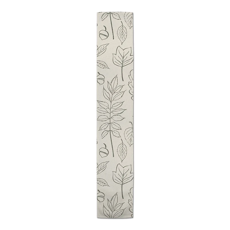 90'' White Leaf Pattern Cotton Twill Runner