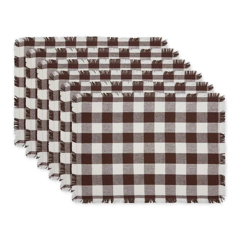 DII® Heavyweight Check Fringed Cotton Placemats