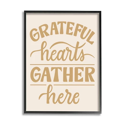 Stupell Industries Grateful Hearts Gather Here Phrase Framed Giclee Art