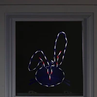 17" Lighted Blue Easter Bunny Head Window Silhouette