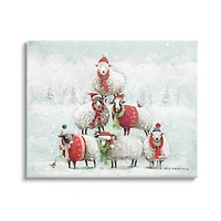 Stupell Industries Winter Sheep Snowy Farm Animals Canvas Wall Art