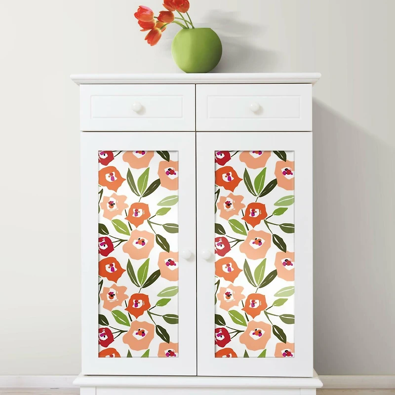 RoomMates Pink Block Print Blooms Peel & Stick Wallpaper