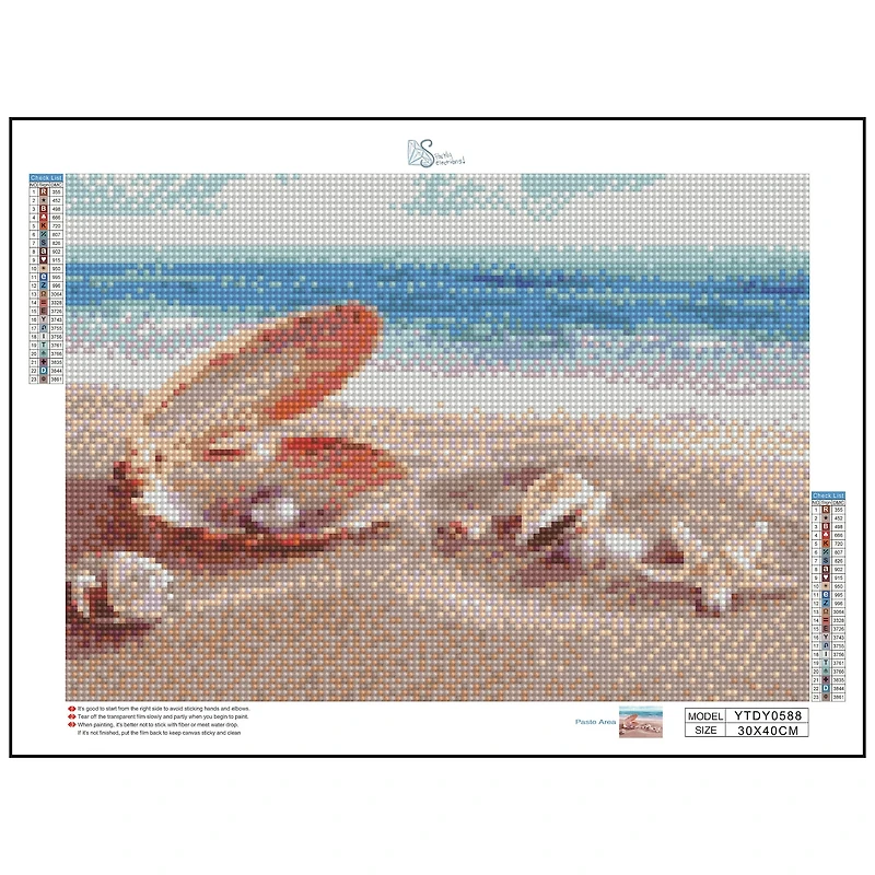 Sparkly Selections Beginner Seashells by the Seashore Diamond Painting Kit, Round Diamonds