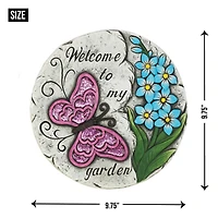 Pink Butterfly Garden Stepping Stone, 9.75" x 9.75" x 0.75"