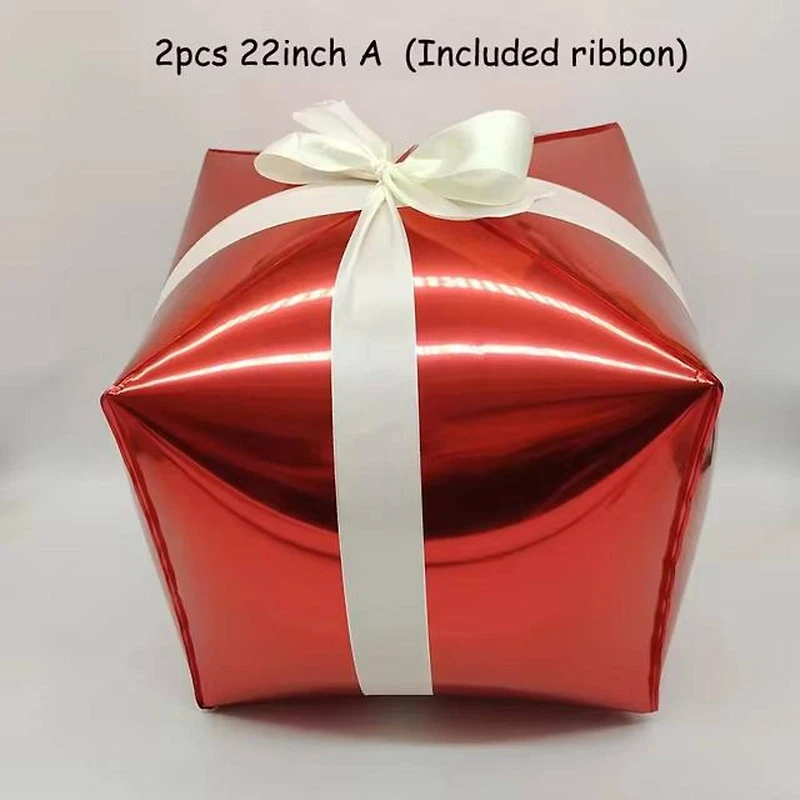 Red Christmas Present Standing Foil Balloon Decoration