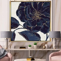 Designart Dark Rose Gilded Gold Floral Framed Canvas