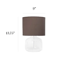 Simple Designs 14" Glass Table Lamp with Gray Fabric Shade