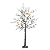 4ft. Pre-Lit Artificial Halloween Black Twig Tree with 24 Orange LED Pumpkin Shaped Lights