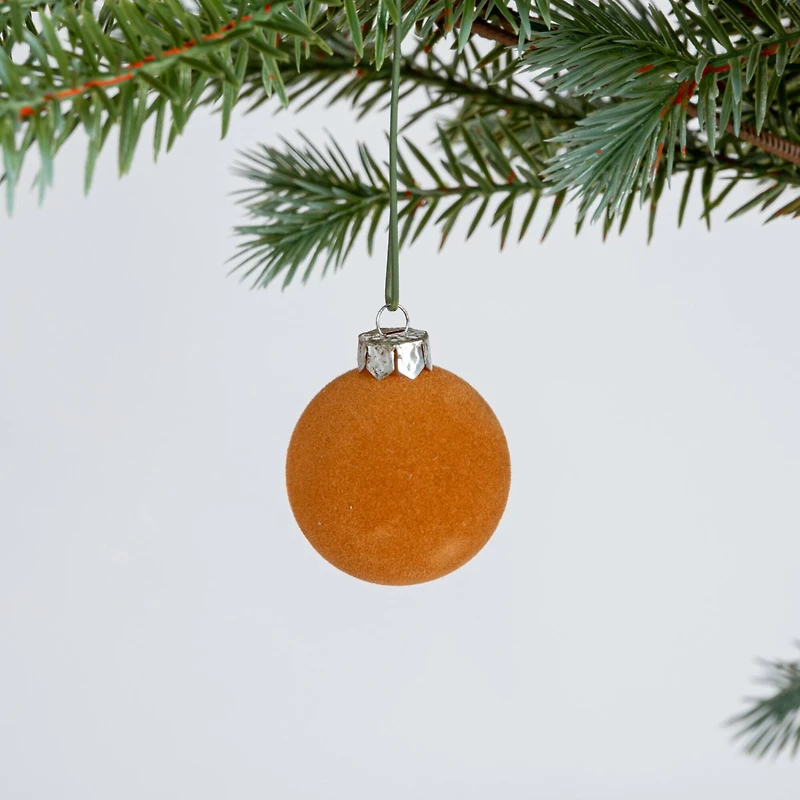 Hello Honey® 2" Brown Round Flocked Plastic Ball Ornament Set