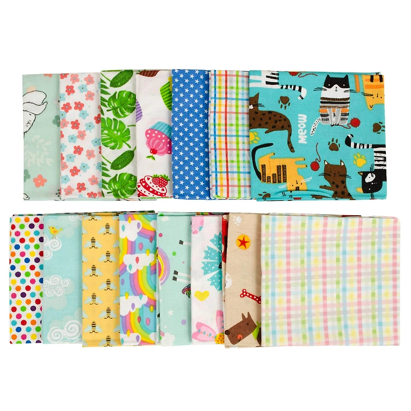 12 Pack: Printed Fabric Bundle by Loops & Threads™