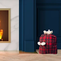 Haute Decor 28" Red Plaid Drawstring Christmas Santa Bag