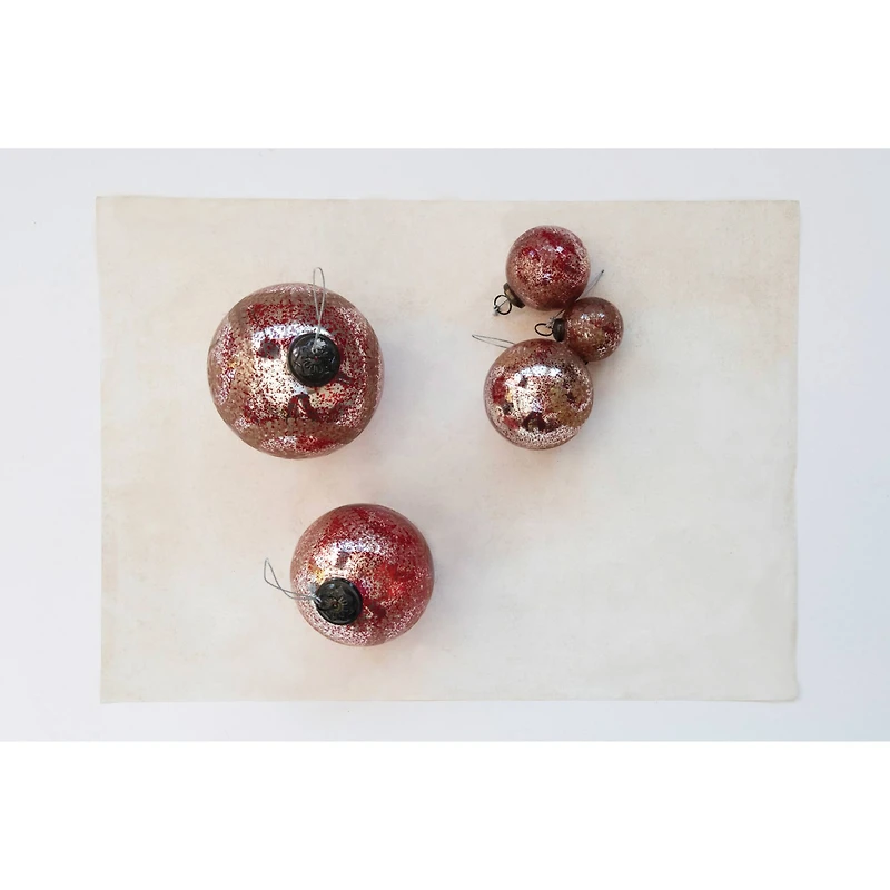 Hello Honey® 5" Red Mercury Glass Ball Ornament with Gold Garland Design