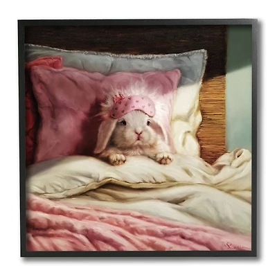 Stupell Industries Bunny Rabbit Resting in Bed Off-White Pink, 12" x 12"